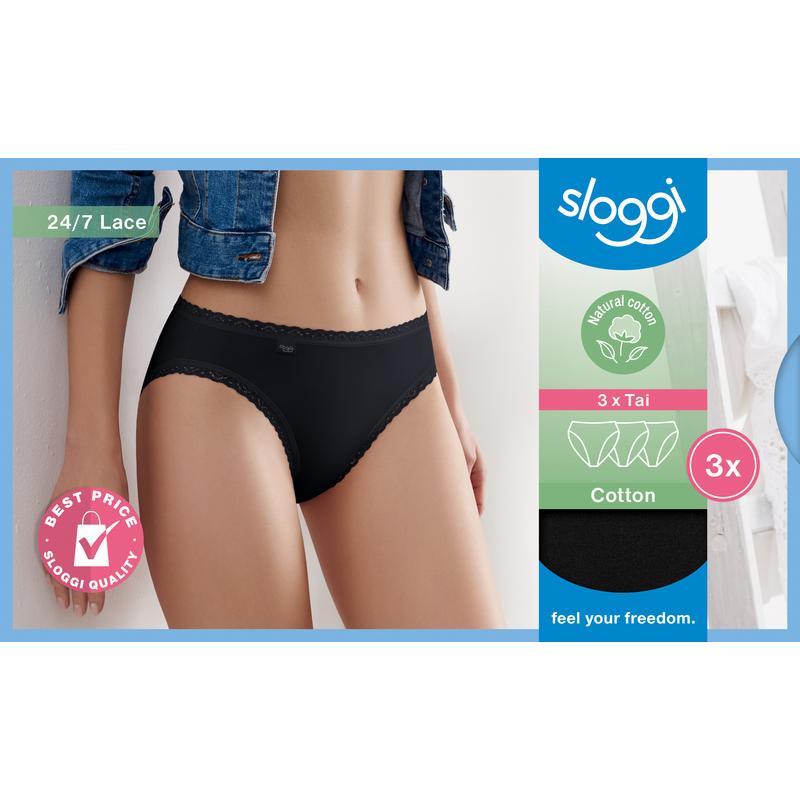 Cueca Sloggi 24/7 Cotton Lace Tai Pack 3